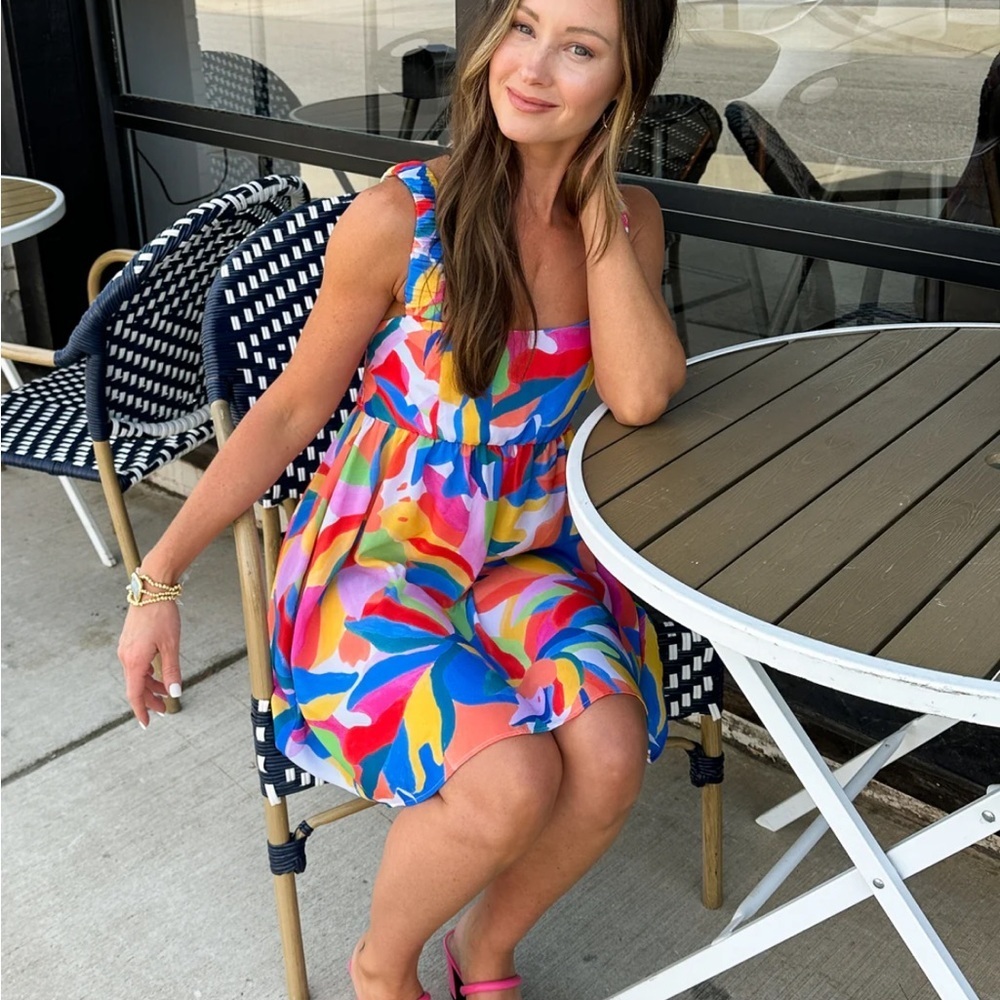 Show Me Your Mumu Just A Fling Dress Large Colorful Resort Dress Pockets - Picture 2 of 10